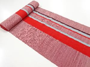 アンティーク　手織り紬縞織り出し八寸帯地反物